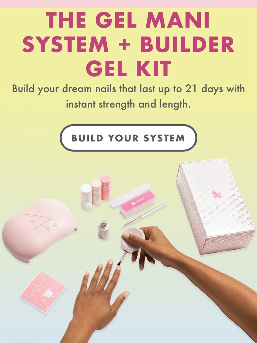 Olive and June The System + Builder Gel Kit - Pink